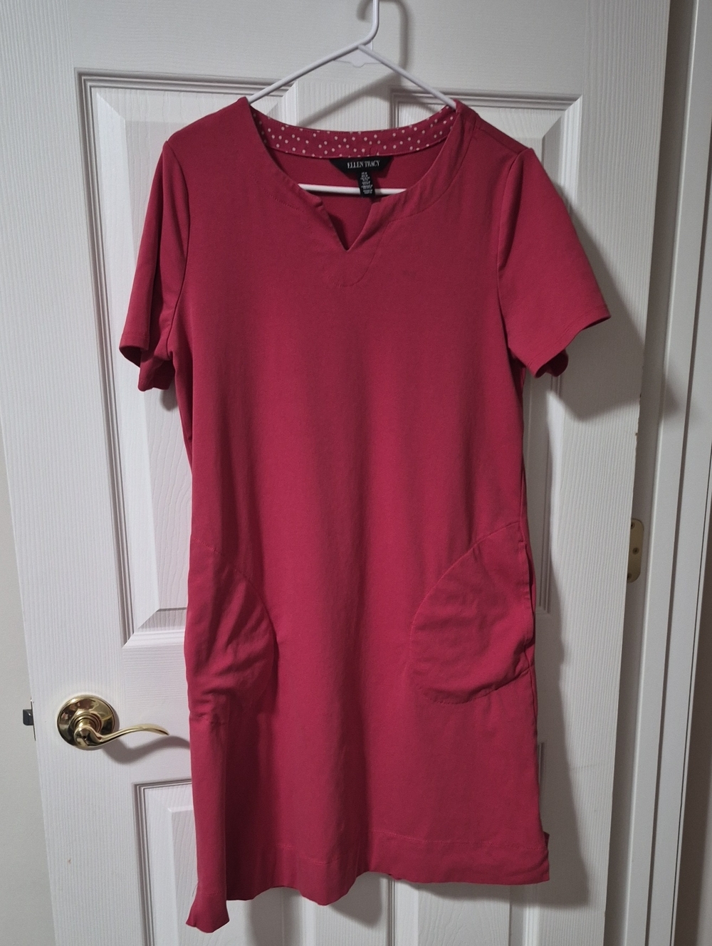 Ellen Tracy Raspberry-Pink Short Sleeve Tunic Dress